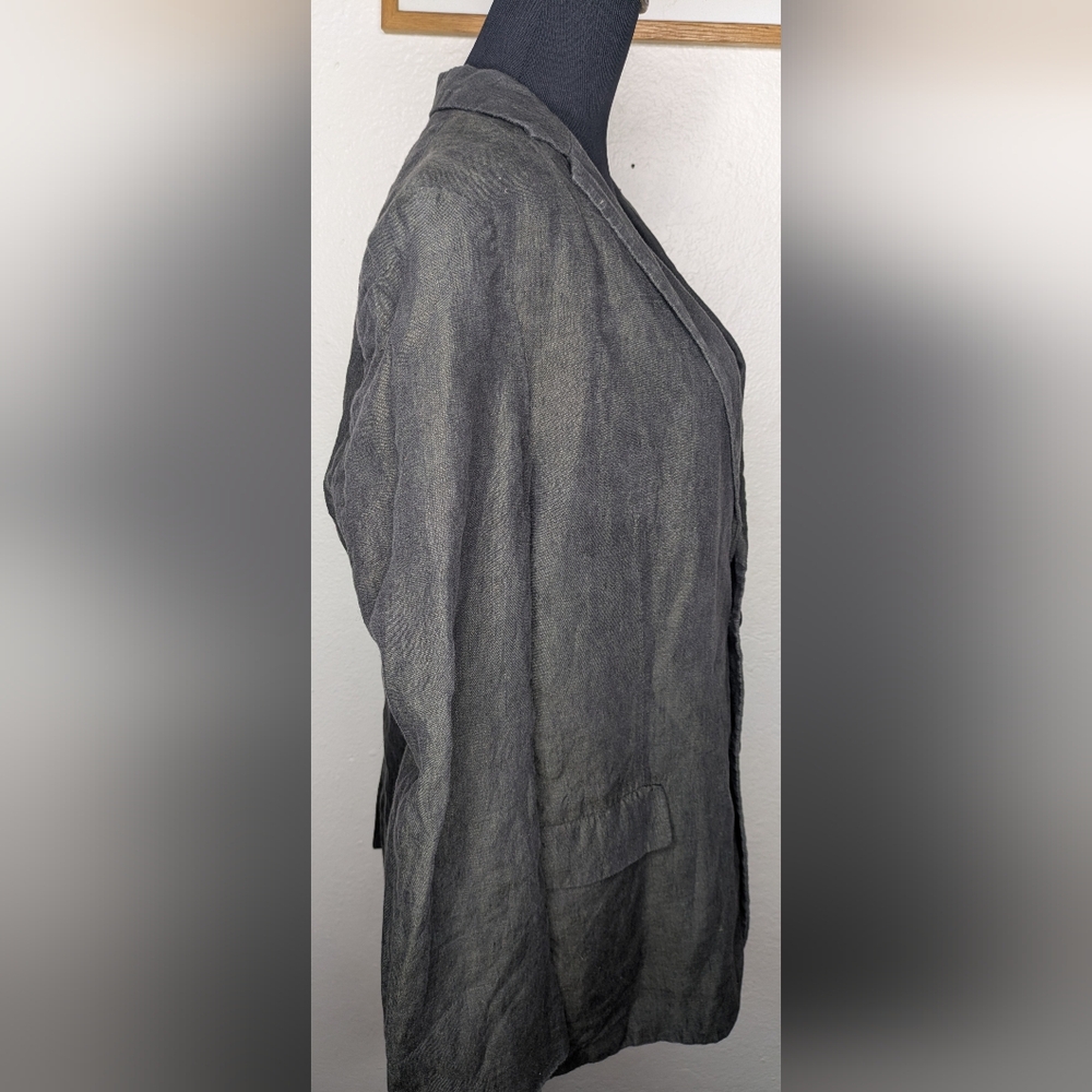 Banana Republic 100% Linen Two Button Blazer Jacket Black Green Tint Men's 40R - Picture 2 of 8
